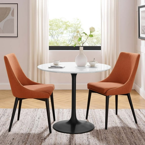 Modway Lippa 36" Round Lacquered MDF Wood Dining Table in Black/White