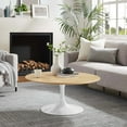 thumbnail image 1 of Modway Lippa 36" Round Wood Grain Coffee Table in White Natural, 1 of 7