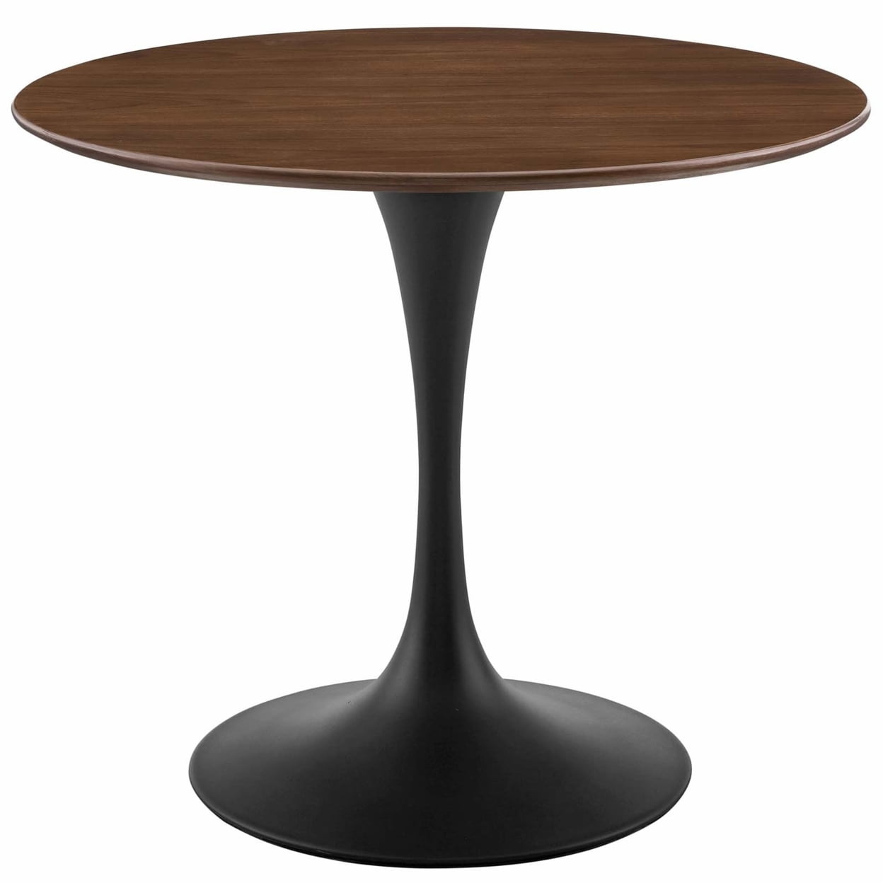 Modway 36" Round Walnut Wood Dining Table with Black Pedestal Base