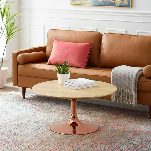 Modway Lippa 36" Wood Coffee Table in Rose Natural