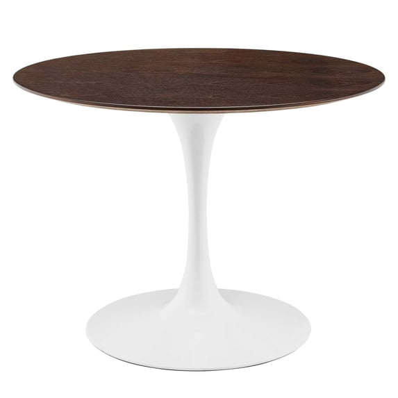 Modway Lippa 39.5" Round Modern Wood/Metal Dining Table in Cherry/White
