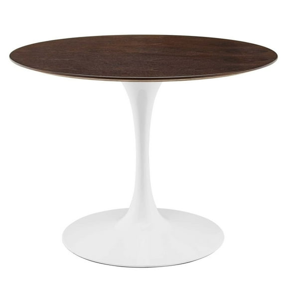 Modway Lippa 39.5" Round Modern Wood/Metal Dining Table in Cherry/White