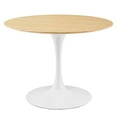 thumbnail image 1 of Modway Lippa 39.5" Round Modern Wood/Metal Dining Table in Natural/White, 1 of 6