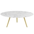 thumbnail image 1 of Modway Lippa 40" Artificial Marble Coffee Table with Tripod Base in Gold/White, 1 of 3