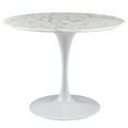 thumbnail image 1 of Modway Lippa 39.5" Round Artificial Marble Dining Table in White, 1 of 8