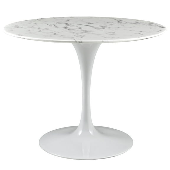 Modway Lippa 40" Round Artificial Marble Dining Table in White