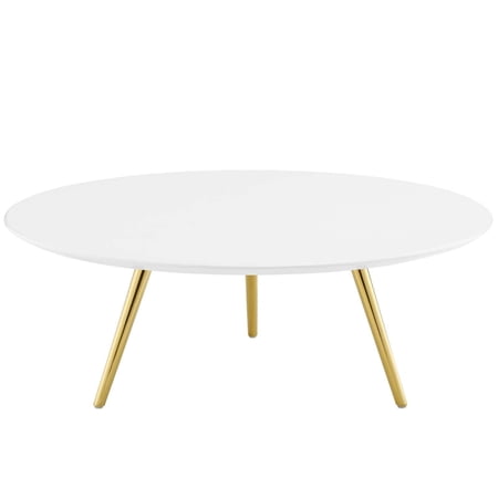 Modway Lippa 40" Round Wood Top Coffee Table with Tripod Base in Gold/White