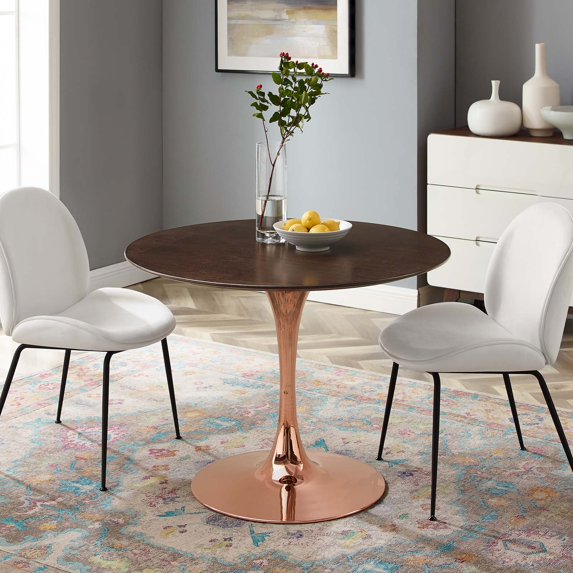 Modway Lippa 40" Wood Dining Table in Rose Cherry Walnut