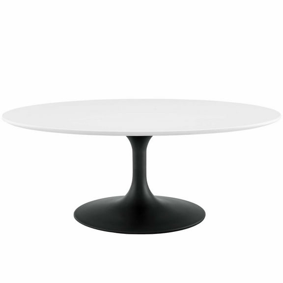 Modway Lippa 42" Oval Coffee Table in Black White