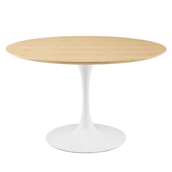 Modway Lippa 47.5" Round Modern Wood/Metal Dining Table in Natural/White
