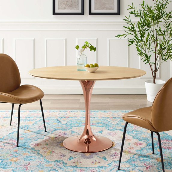 Modway Lippa 47" Oval Wood Dining Table in Rose Natural