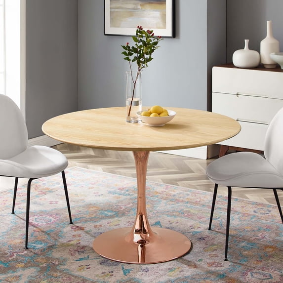 Modway Lippa 47" Wood Dining Table in Rose Natural