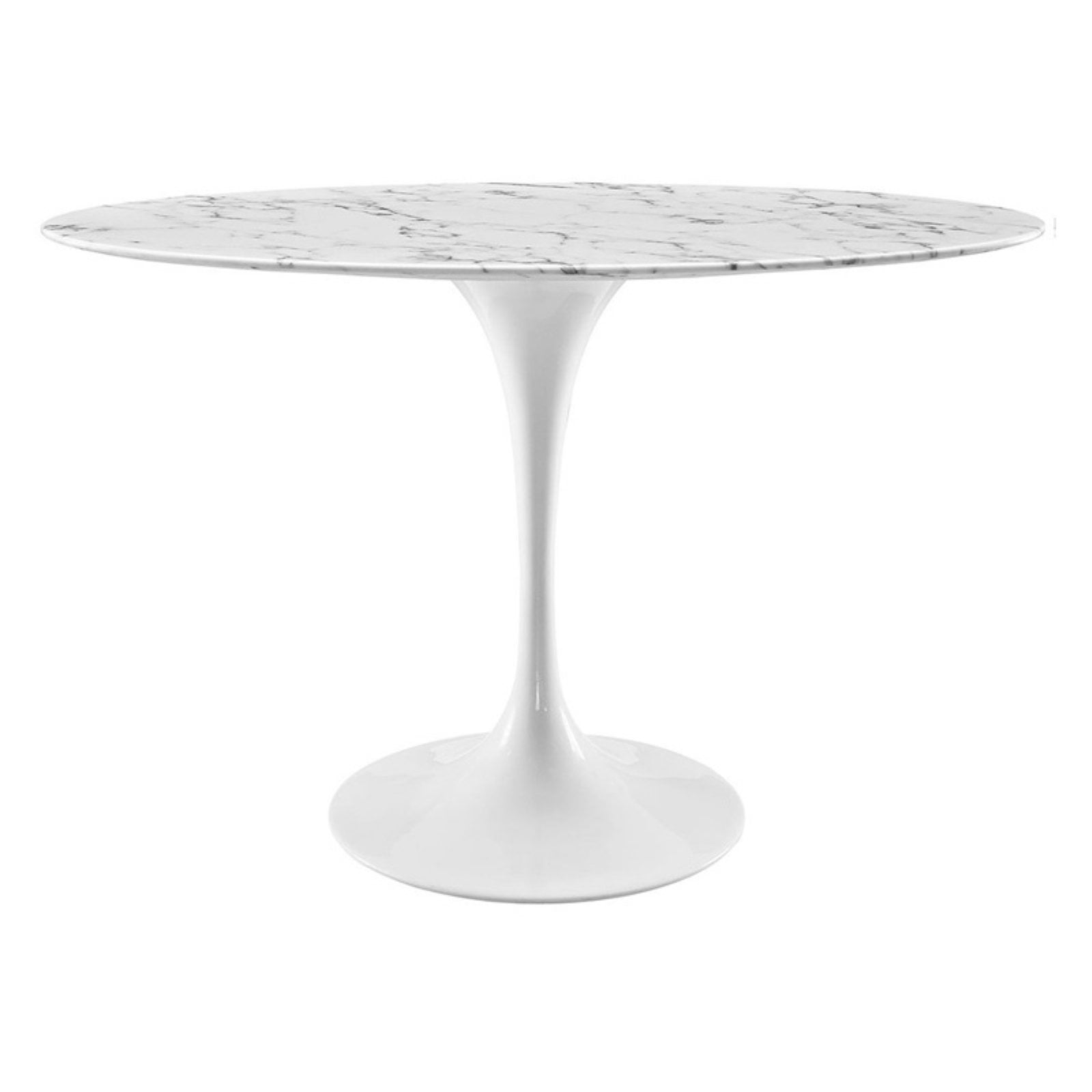 48" Oval Mid-Century Modern Dining Table with Marble Top