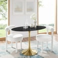 thumbnail image 1 of Modway Lippa 48" Oval Artificial Marble Dining Table in Gold Black, 1 of 7