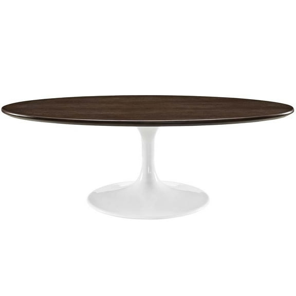 Modway Lippa 48" Oval-Shaped Metal and Wood Coffee Table in Walnut