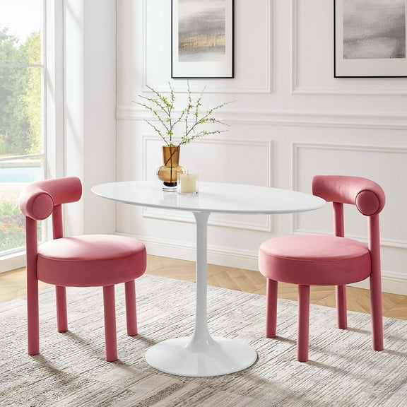 Modway Lippa 48" Oval Wood Top Dining Table in White