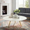 thumbnail image 1 of Modway Lippa 47" Artificial Marble Coffee Table with Tripod Base in Gold/White, 1 of 3