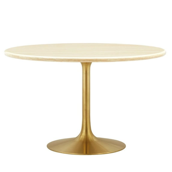 Modway Lippa 48" Round Modern Wood Dining Table in Gold and Brown