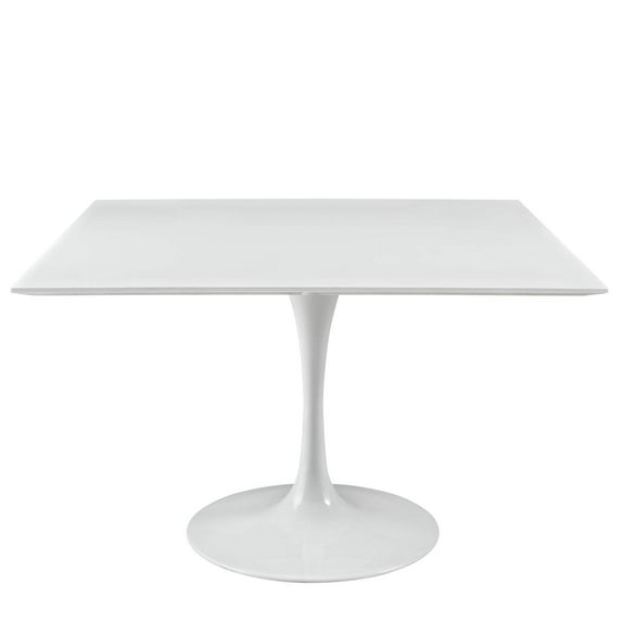 Modway Lippa 47" Square Modern Wood Top Dining Table in White