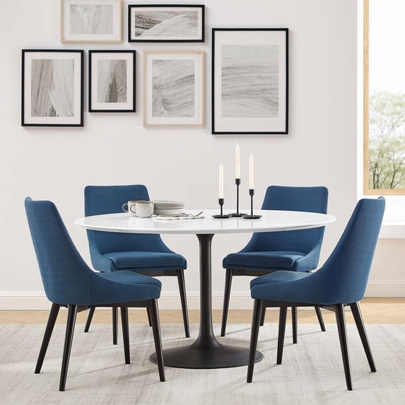 Modway Lippa 54" Round Modern Wood Dining Table in Black/White