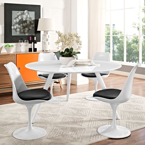 Modway Lippa 54" Wood Top Dining Table with Tripod Base in White