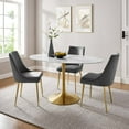 thumbnail image 1 of Modway Lippa 60" Oval Artificial Marble Dining Table in Gold White, 1 of 7