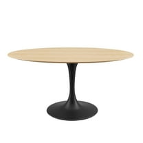Modway Lippa 60" Oval Wood Grain Dining Table in Black Natural