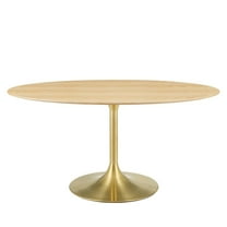 Modway Lippa 60" Oval Wood Grain Dining Table in Gold Natural