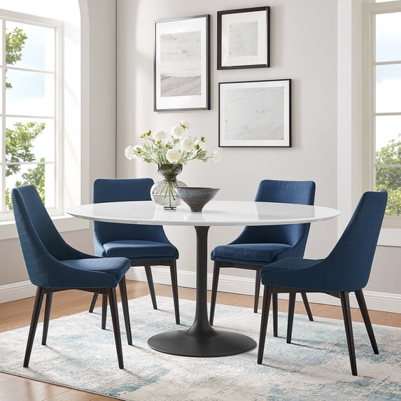 Modway Lippa 60" Round Dining Table in Black White