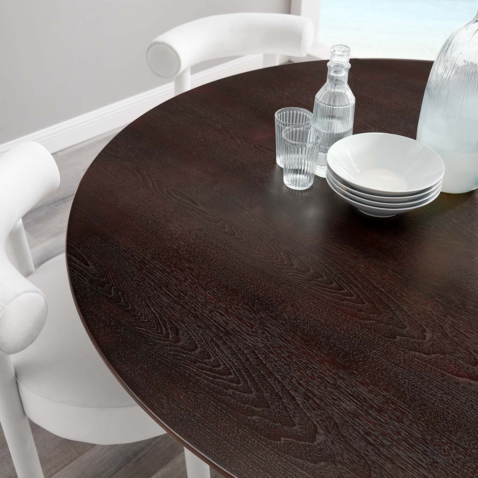 Round Gold Cherry Walnut 60" Wood Dining Table