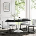 thumbnail image 1 of Modway Lippa 78" Oval Artificial Marble Dining Table in White Black, 1 of 7