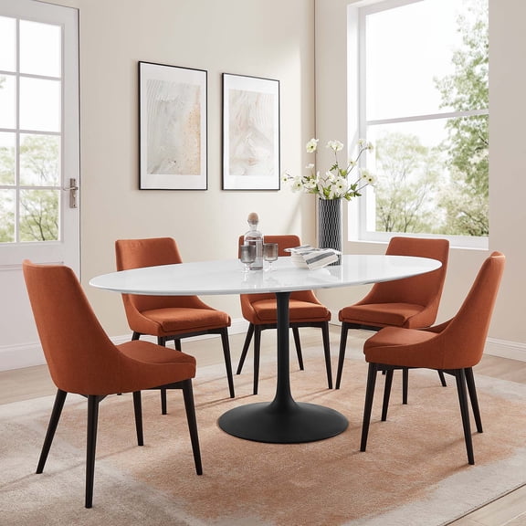 Modway Lippa 78" Oval Lacquered MDF Dining Table in Black/White