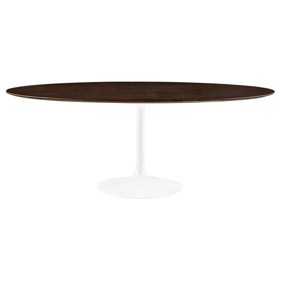 Modway Lippa 78" Oval Dining Table in White Cherry Walnut