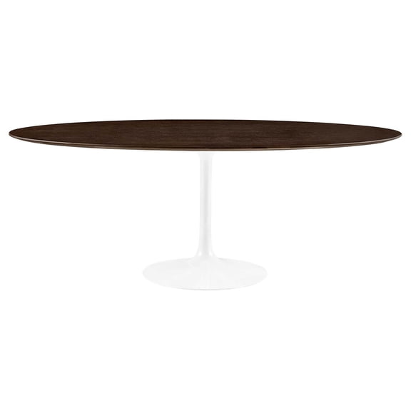 Modway Lippa 78" Oval Dining Table in White Cherry Walnut