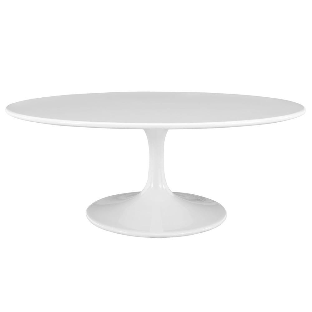 White Oval Wood and Metal Coffee Table, 42"