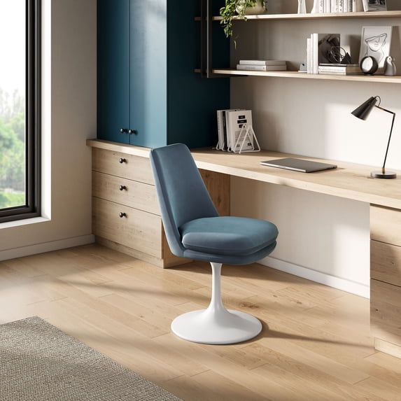 Lippa Swivel Dining Chair in White Cadet Blue