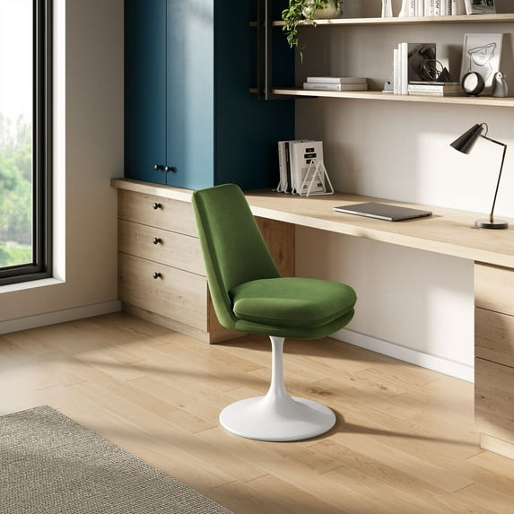 Lippa Swivel Dining Chair in White Moss Green
