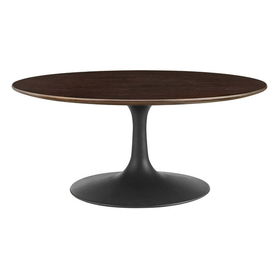 Modway Lippa Round 36" Wood Grain Mid-Century Modern Coffee Table in Black Cherry Walnut