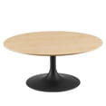 thumbnail image 1 of Modway Lippa Round 36" Wood Grain Mid-Century Modern Coffee Table in Black Natural, 1 of 7