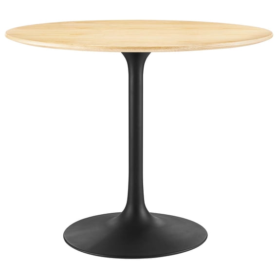 Modway Lippa Round 36" Wood Grain Mid-Century Modern Dining Table in Black Natural