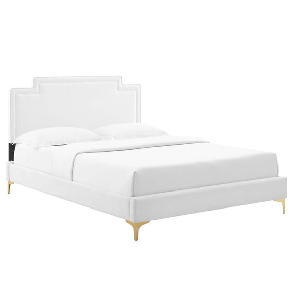 Modway Liva Modern Performance Velvet King Bed - White Finish