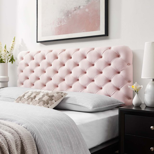 Modway Lizzy Tufted Full/Queen Performance Velvet Headboard in Pink