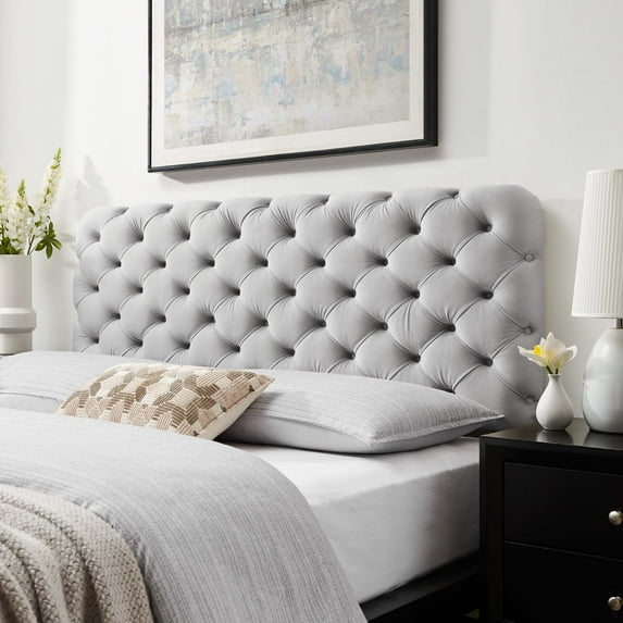Modway Lizzy Tufted King/California King Performance Velvet Headboard in Light Gray
