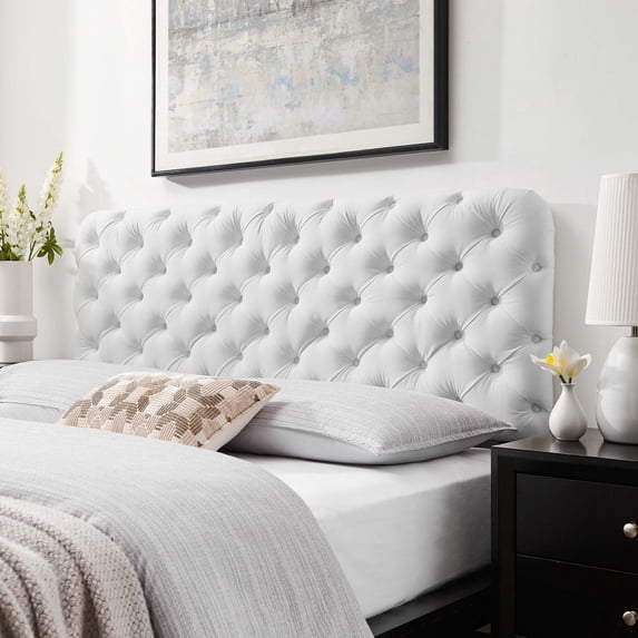 Modway Lizzy Tufted Twin Performance Velvet Headboard in White