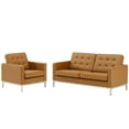 thumbnail image 1 of Modway Loft Tufted Upholstered Faux Leather Loveseat and Armchair Set in Silver Tan, 1 of 5