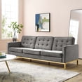 thumbnail image 1 of Modway Loft Gold Stainless Steel Leg Performance Velvet Sofa in Gold Gray, 1 of 4