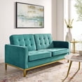 thumbnail image 1 of Modway Loft Gold Stainless Steel Leg Performance Velvet Loveseat in Gold Teal, 1 of 5
