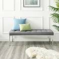 thumbnail image 1 of Modway Loft Tufted Vegan Leather Bench in Silver Gray, 1 of 5