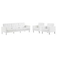 thumbnail image 1 of Modway Loft Tufted Vegan Leather Upholstered 3-Piece Living Room Furniture Set in Silver White, 1 of 12