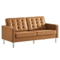 thumbnail image 1 of Modway Loft Tufted Vegan Leather Upholstered Living Room Loveseat in Silver Tan, 1 of 8